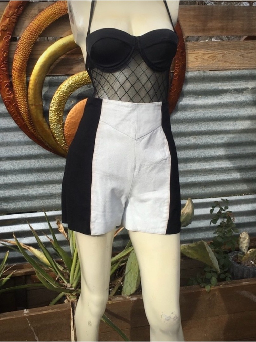 Wilsons Leather High Waist Two-Tone Black and White Shorts